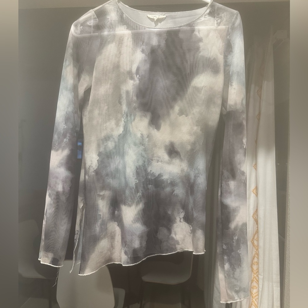 Elegant Gray Tie-Dye Women's mesh top.